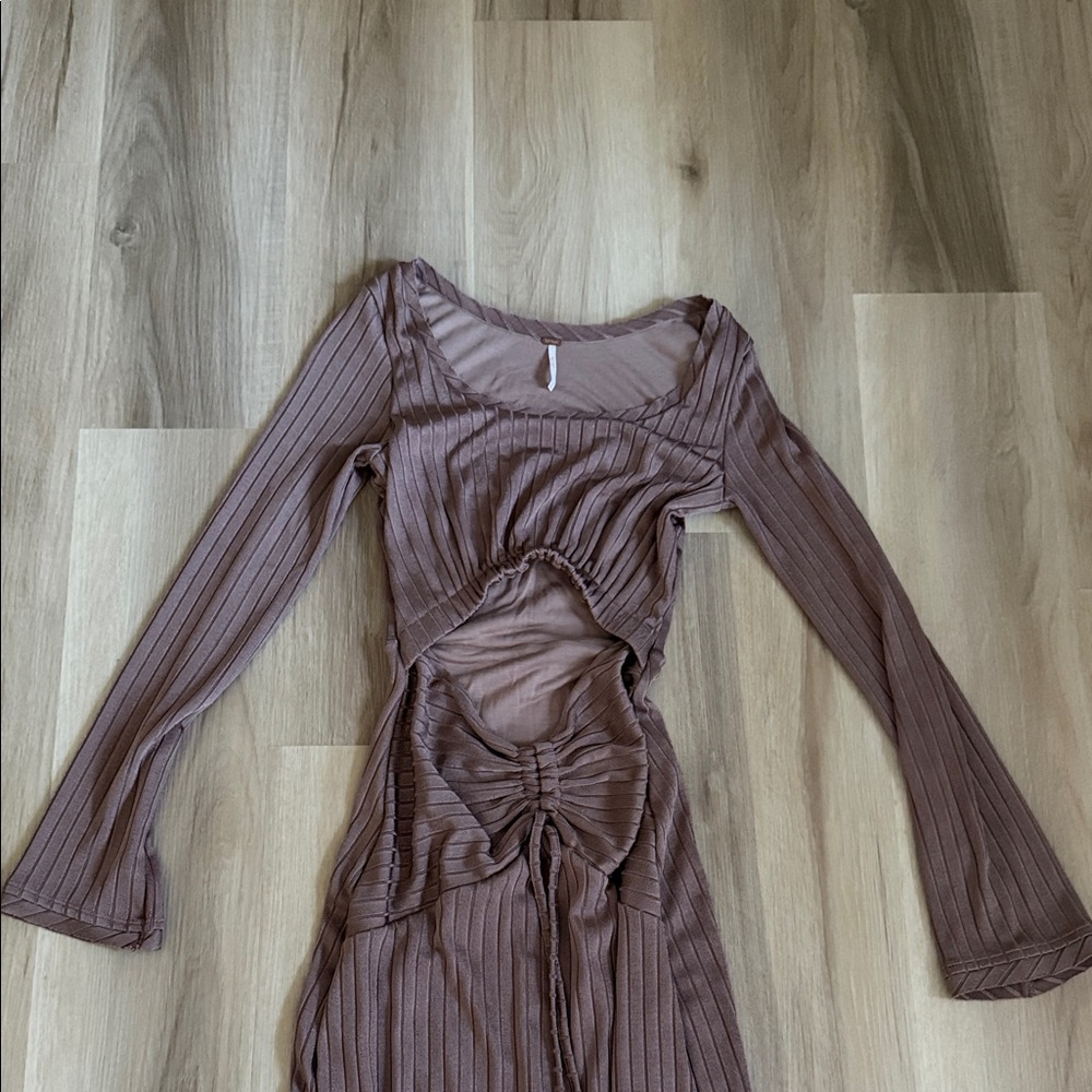 Free People Long Sleeve Mauve Dress - Picture 3 of 4